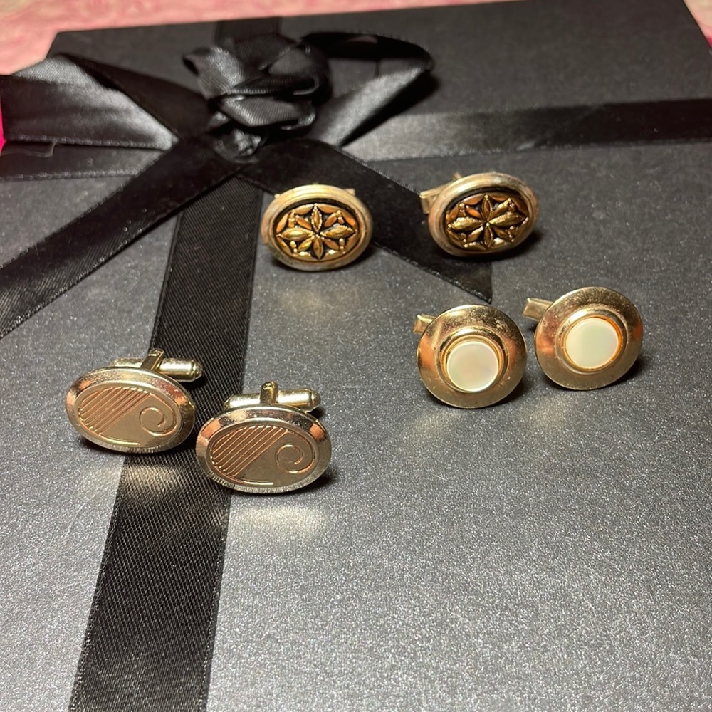 Mid Century Cuff Links Gold tone